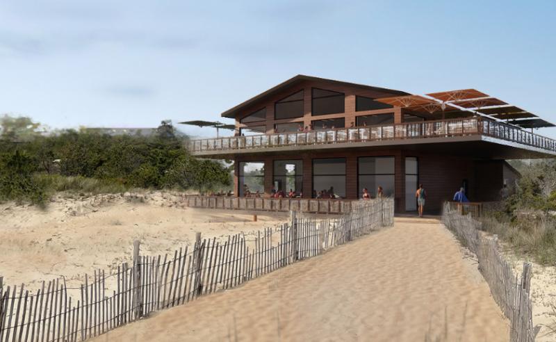 This a conceptual drawing of a restaurant proposal in Cape Henlopen State Park. The 6,300-square-foot building would be constructed at the northern end of the park’s bathhouse parking lot. STATE PARKS GRAPHIC